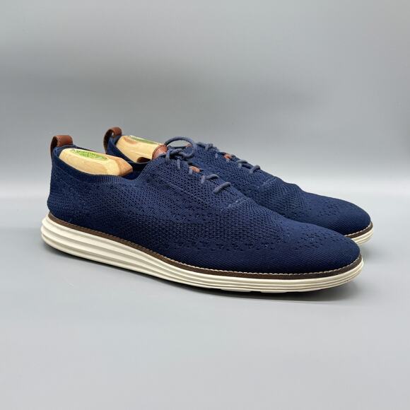 Cole Haan Shoes Mens 11 Navy Blue Grand OS Knit Wingtip Oxford Sneakers